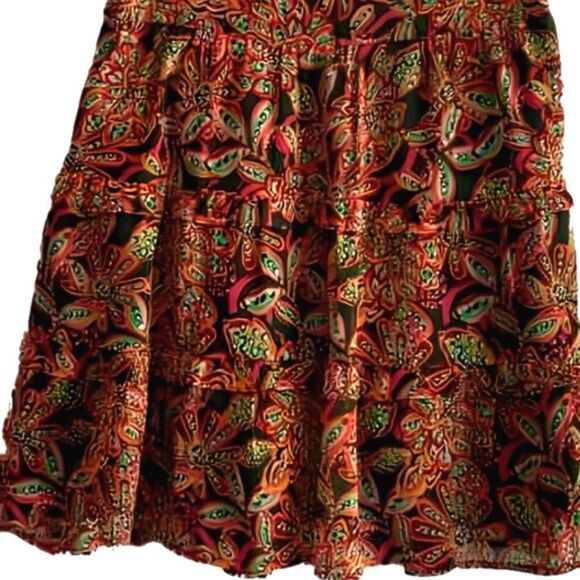 J Crew Skirt Tiered Ruffle Layer Romantic Art Floral Print - Picture 1 of 8